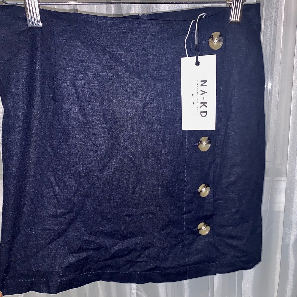 navy button up mini skirt